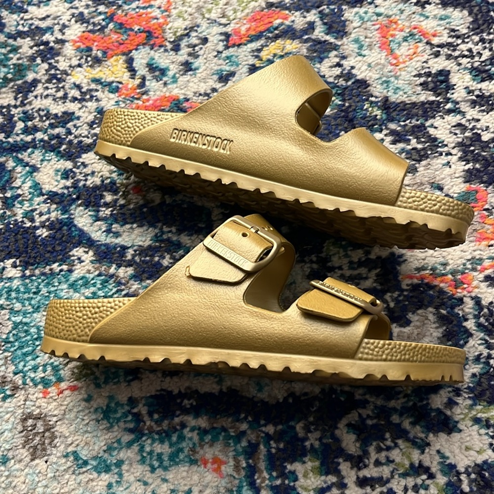 NWT Birkenstock Arizona Eva Sandal in Glamour Gold 
Size 37 - Picture 6 of 8